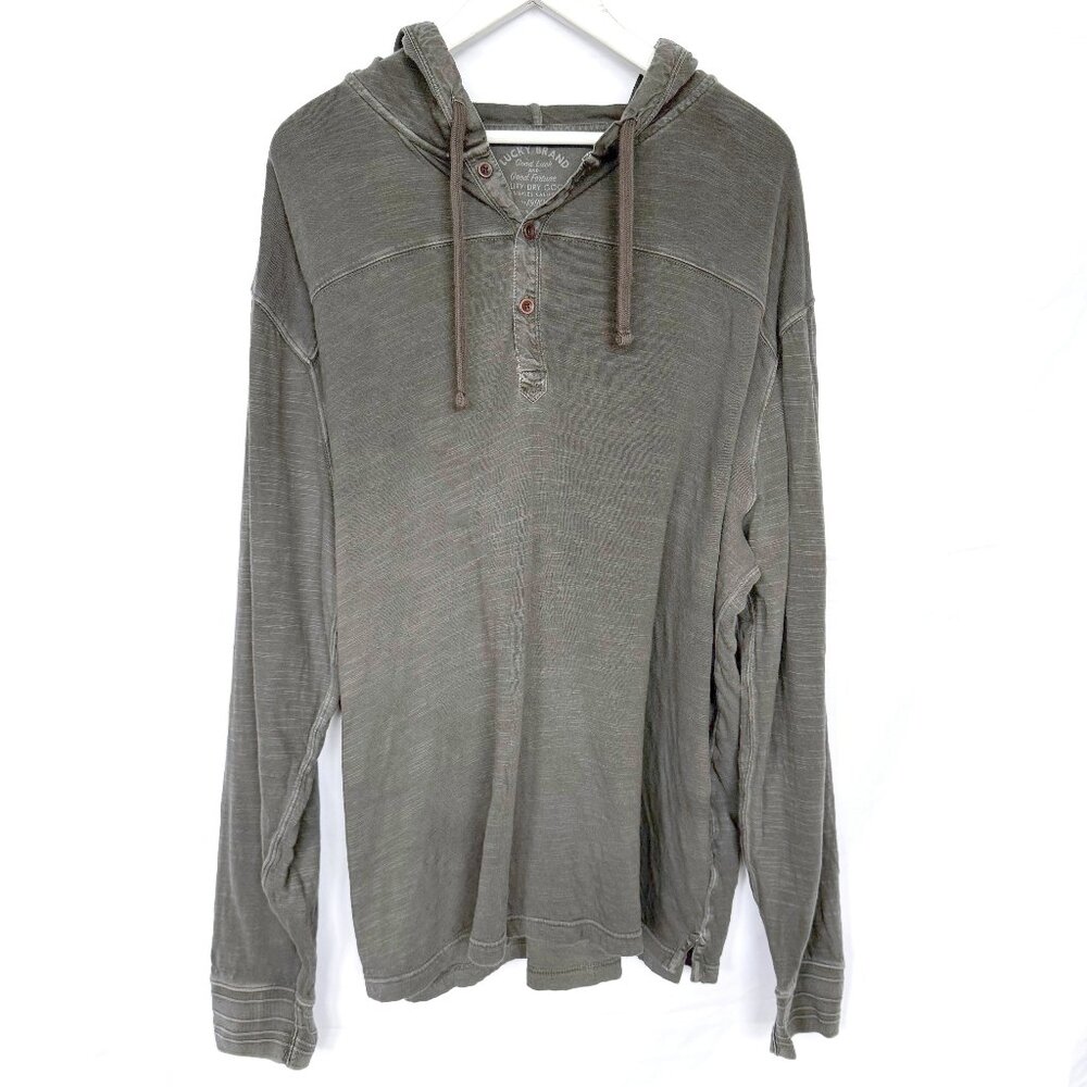 Lucky Brand Gray Long Sleeve Hoodie Shirt